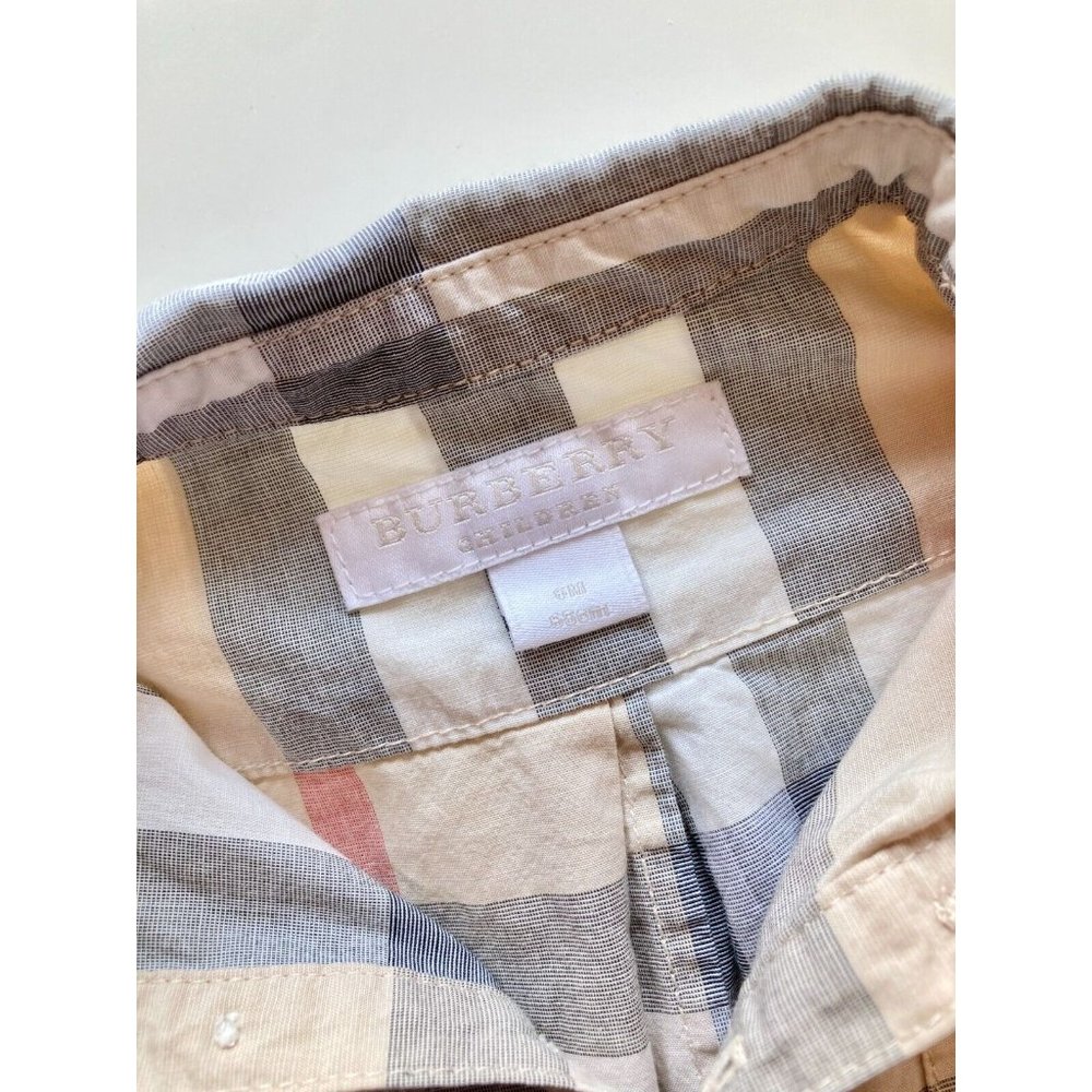 Kids' BURBERRY Light Tan Nova Check Plaid One Piece Jumpsuit Romper, Size 6M - Picture 6 of 12